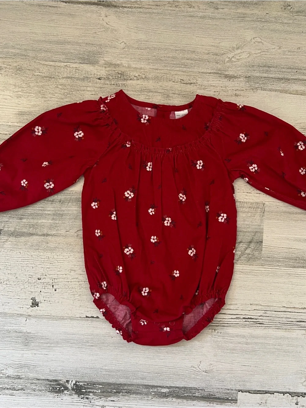 Carter’s Floral Corduroy Bubble Romper Cranberry Red Baby Girl 9M